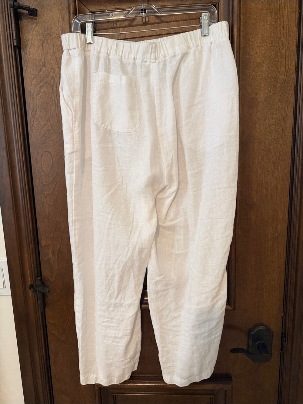 Women’s  Relaxed Linen Drawstring Pants - White - Picture 2 of 4